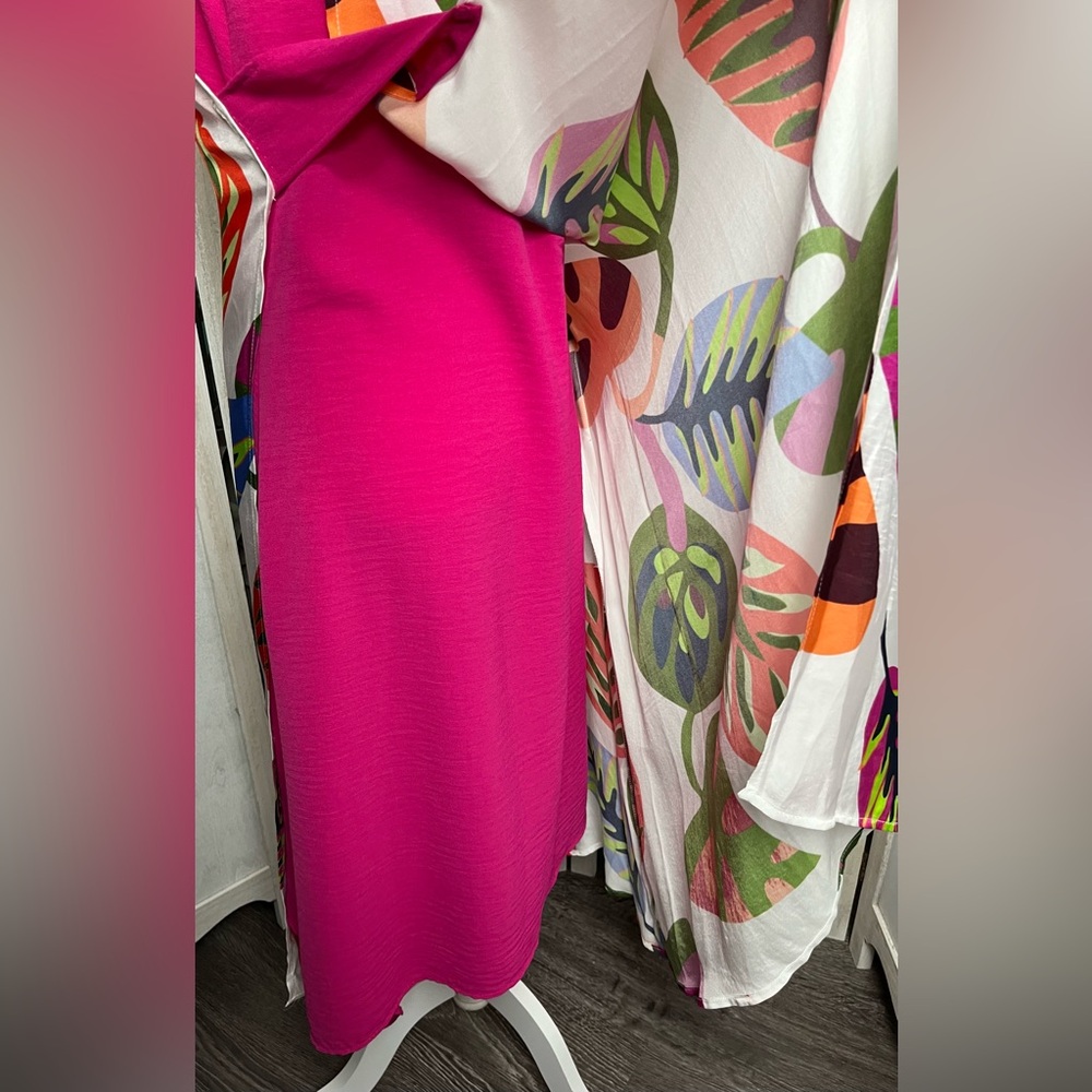 IC Collection Multi-Color Long Duster W/ Leaf Pattern - Picture 10 of 12